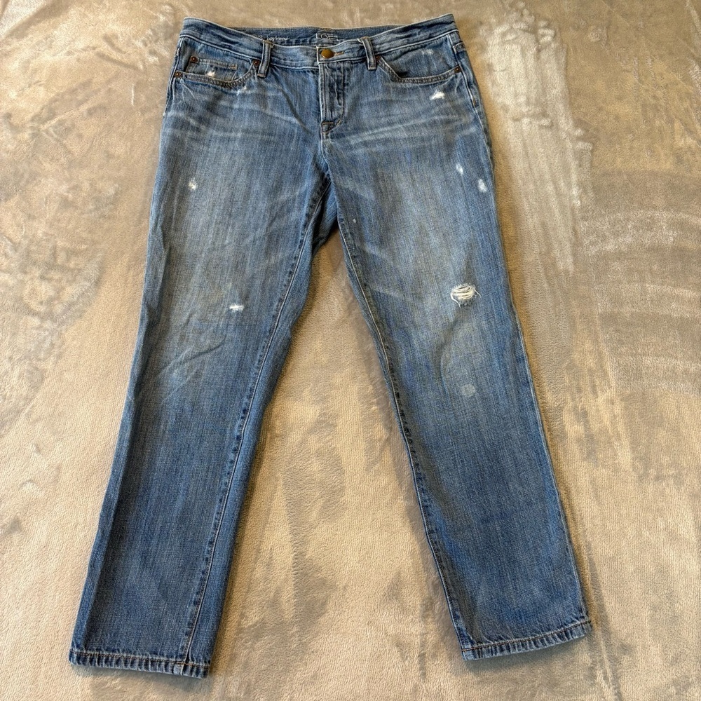 Loft Ann Taylor Boyfriend Distressed Grunge Straight Jeans Sz 29
